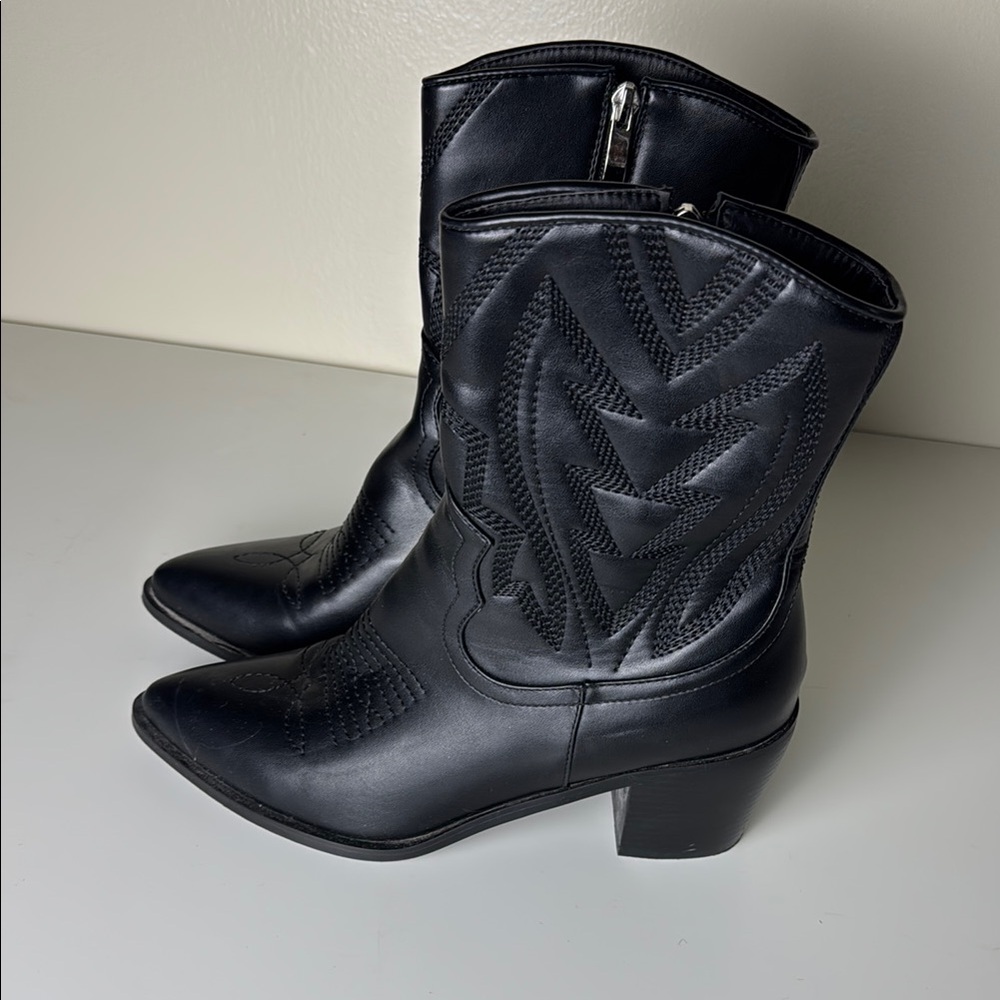 Princess Polly Black Western Ankle Boots